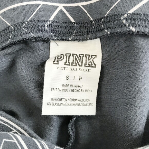PINK Victoria's Secret VS Dog Small Gray White Cotton Geometric Stretch Leggings - Picture 10 of 10